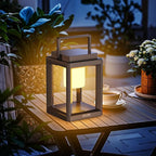 Solar Lantern Outdoor Table Lamp, Portable Rechargeable Solar Lamp Waterproof, 3-Level Brightness LED Nightstand Lantern, Touch Control Outdoor Lamps for Patio Reading Camping