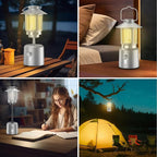 Retro Classic LED Camping Lantern, Rechargeable Stepless Dimming Vintage Lantern, 3 Light Modes (2000K-6500K), 8000mAh Power Bank, Bright Hanging Tent Light for Indoor & Outdoor, Hiking, Camp