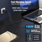 65W Super Fast Charging USB C for iPhone 17 16 Pro Max,3 Port 100W USB C Charger Block & 3/6/6/10FT Braided Type C Cord for iPhone 17 16 Pro,iPhone 15 ProMax,for Samsung S26 Ultra/MacBook Air-Orange