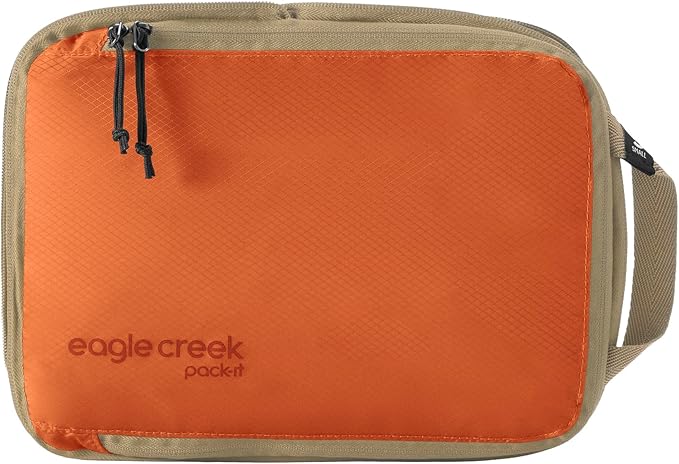 eagle creek Pack-It Isolate Compression Cube - Lightweight Compression Cube for Optimizing Luggage Space - Easy-Grab Zipper - Convenient Top Handle - Recycled Materials - Small - Mandarin