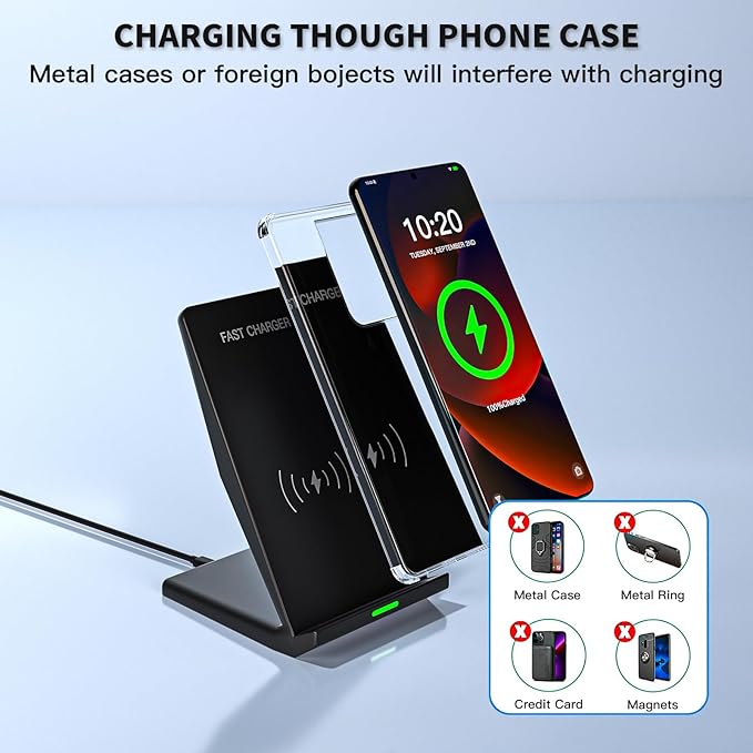 Wireless Charger Station,15W Desk Wireless Charging Stand 20W USB C Adapter for Apple iPhone 17 Pro/17/17/Air/16 Pro/16E/16 Plus/15/14/13,Samsung Galaxy S25/S24/S23/S22/Z Flip Fold/Note 20,Google etc