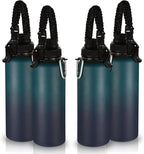 Volhoply Insulated Water Bottles Bulk 4 Pack,40 oz Stainless Steel Sports Bottle with Paracord Handle & Spout Lid,Double Walled Water Cups with Wide Mouth,Reusable Large Water Cup(Dark Night,4 Set)