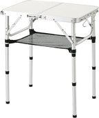 Folding Table Small, 24''L x16''W Camp Aluminum Table with Adjustable Height Legs, Indoor Outdoor Lightweight Portable Folding Aluminum Dining Table for Picnic Camping 2-Feet（10"/19"/27）