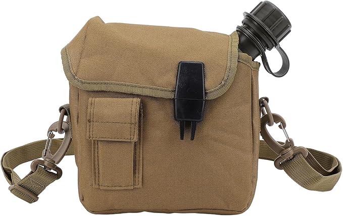 Outdoor Water Canteen, 1.5L Large Capacity Outdoor Water Bottle Handheld Portable Flat Camping with D Shaped Buckle & Adjustable Strap Buckle for Camping, Backpacking, Hiking