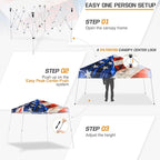 EAGLE PEAK 10x10 Slant Leg Pop-up Canopy Tent Easy One Person Setup Instant Outdoor Beach Canopy Folding Portable Sports Shelter 10x10 Base 8x8 Top (Stars and Stripes)