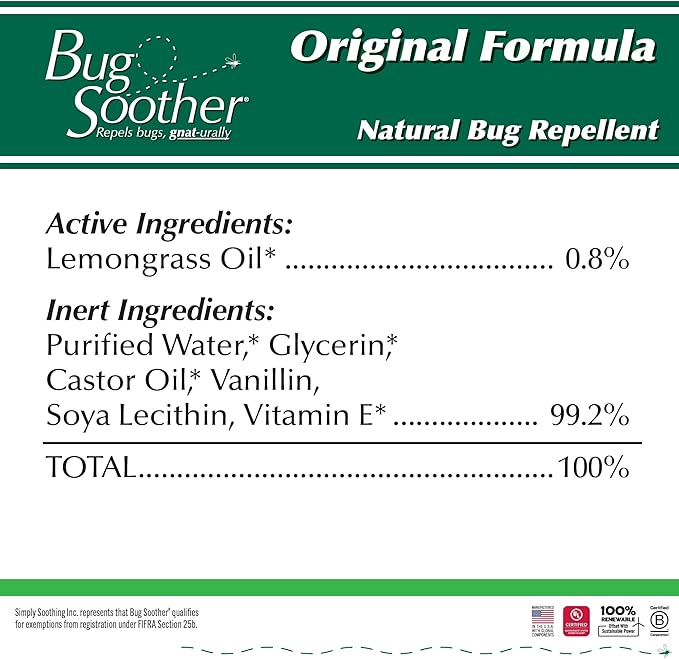 Bug Soother 1 Gallon - Natural Insect, Gnat and Mosquito Repellent & Deterrent with Essential Oils - 100% DEET-Free Safe Bug Spray for Adults and The Environment - Made in USA - W/O Sprayer