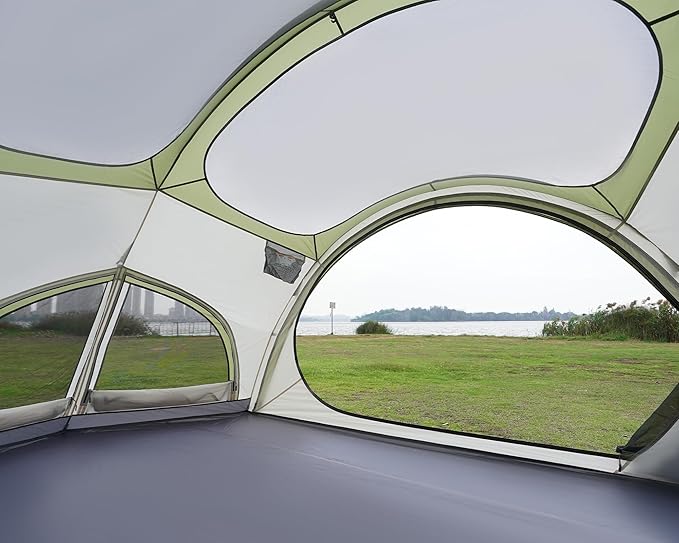 Vidalido 3-4 Person Camping Tent with 2 Large Mesh Door 4 Mesh Window Family Tents, Double Layer Waterproof Portable Easy Setup Camp Tent, Canvas Dome Tents for Camping Outdoor Hiking and Backpacking