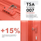 Kono 4 Piece Luggage Sets Expandable(only 28") Lightweight with Spinner Wheels TSA Lock Hardside Travel Rolling Suitcases 20in 24in 28in Carry on and 12in Mini Cosmetic Case Coral Pink