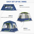 UNP 2/4/6/8 Person Tent, Portable Cabin Tent, Camping Tent 4-Person Easy Set Up, Waterproof with Top Rainfly for Outdoor Camping/Hiking