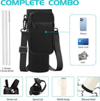 32/40 OZ Water Bottle with Handle, Stainless Steel Insulated Tumbler with Straw & Carrying Case, Vacuum Thermal Insulated Flask Mug, Coffee Tumbler Cup Fit in Car Cup Holder for Travel Drive