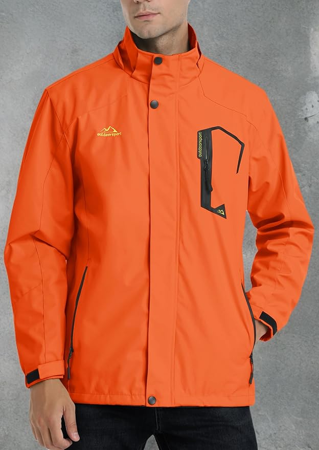 TACVASEN Men's Rain Jacket Lightweight Windbreaker with Hooded Water Resistant Outdoor Raincoat for Hiking Travel Camping