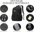 Lightweight Packable Travel Backpack, 30L Black Daypack Hiking Backpack for Women Men, Waterproof and Foldable, Travel Backpack Carry on Flight Approved