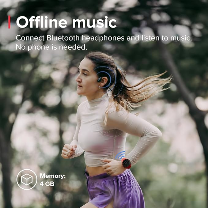 SUUNTO Run Running GPS Sports Watch with Silicone Strap, 1.32" AMOLED Touchscreen w/Crown Button, Wrist Heart-Rate & Sleep Health Tracking, Coral Orange