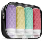 100 ml Silicone Travel Bottles for Toiletries with Labels/Clear Bag, Holiday Travel Essentials Leakproof Refillable Squeeze Travel Size Containers Set for Shampoo and Conditioner