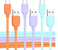 Cable Matters 3-Pack Short USB A to USB C Cable 3ft in Orange Blue Purple, Support Apple CarPlay, Android Auto, USBA to USBC Charging Cable for iPhone 16/15 Pro Max Plus, Galaxy S23