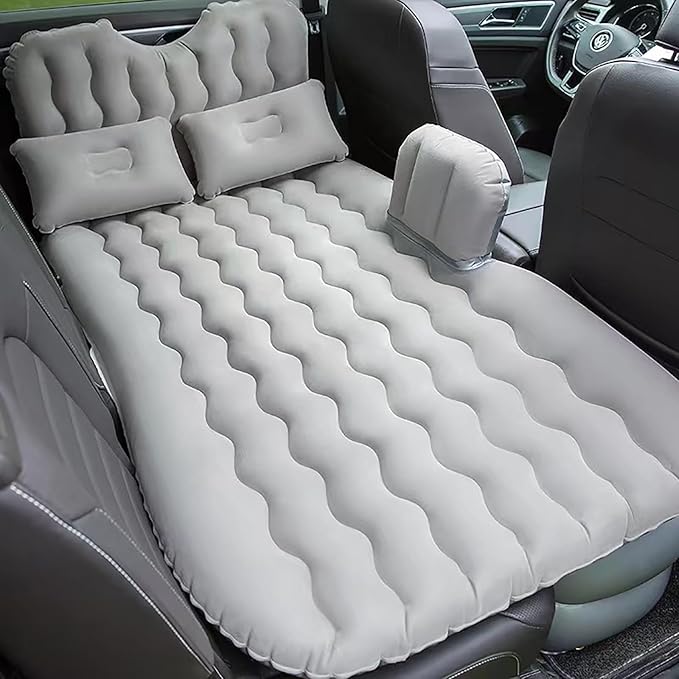 Inflatable Car Air Mattress Back Seat Bed with Air Pump,Portable Thickened Car Travel Camping Sleeping Air Mattress Blow Up Bed for Car Universal SUV