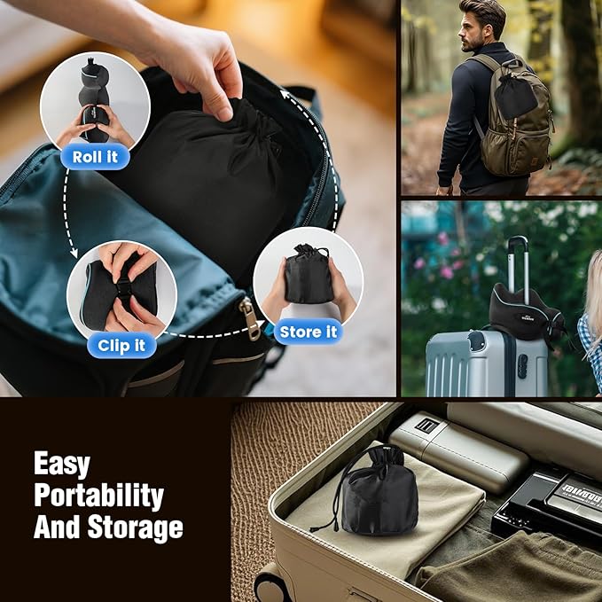 Neck Pillow for Traveling, Travel Neck Pillow for Airplane Memory Foam Travel Pillow for Flight Headrest Sleep with 360° Support Portable, Travel Essentials Birthday Gifts for Women Men Mom Dad