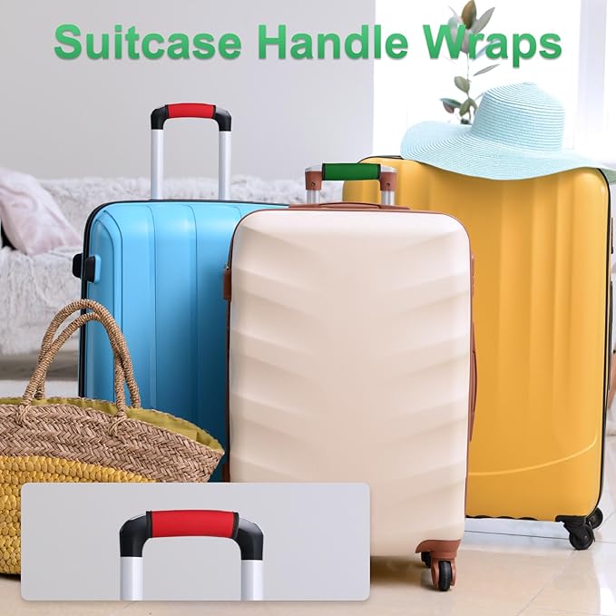 uxcell 3 Pcs Luggage Handle Wrap for Suitcase, Neoprene Handbag Grip Cover Protector Luggage Identifiers Suitcase Handle Wraps for Luggage Shopping Bag Travel Bags, Lake Blue