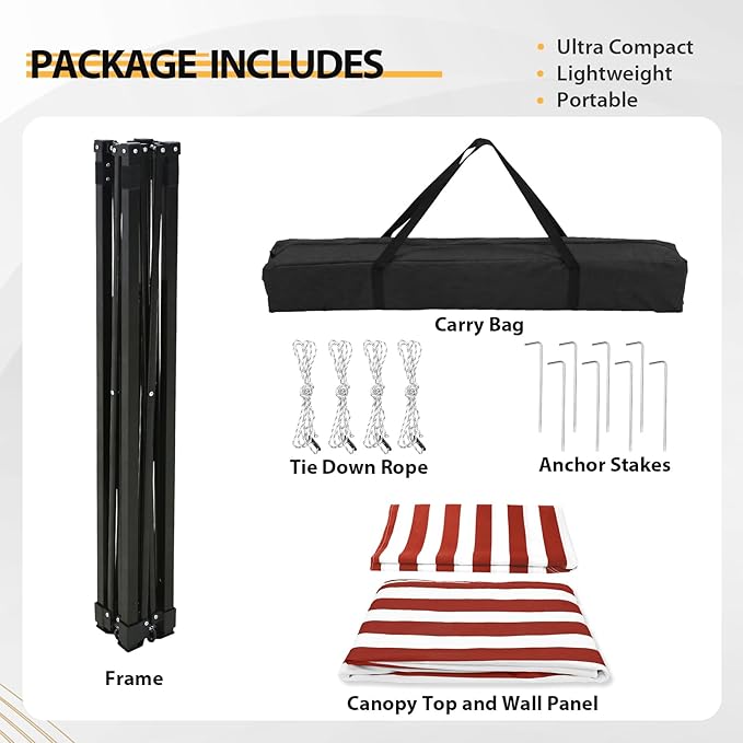 EAGLE PEAK Flex Compact 4x4 Pop-up Canopy Changing Room, Portable Privacy Dressing Room for Indoor Fashion Photoshoots, Camping, or Pool, White/Red