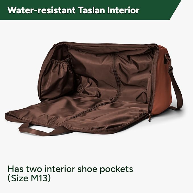 Halfday Convertible 2-in-1 Garment Duffel Weekender Bag 45L: Wrinkle-Free Travel (Hanging Suit Compartment, Shoe Pockets, Trolley Sleeve), Durable & Water-Resistant Carry-on, Terracotta