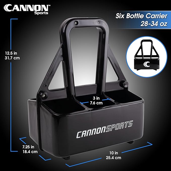 Cannon Sports 1 Liter Sports Water Bottle, BPA-Free, 34 Oz Capacity, Large Mouth, 2 lids (Straw and Squeeze) with Carrier, Great For Helmet Sports Such As Hockey, Lacrosse, Football, Boxing (Black)