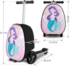 Baotree Scooter Suitcase for Kids, 2 in 1 Ride-on Luggage with Flash PU Wheels, Adjustable Handle & TPR Non-Slip Grip, Foldable & Lightweight, Ages 5-12