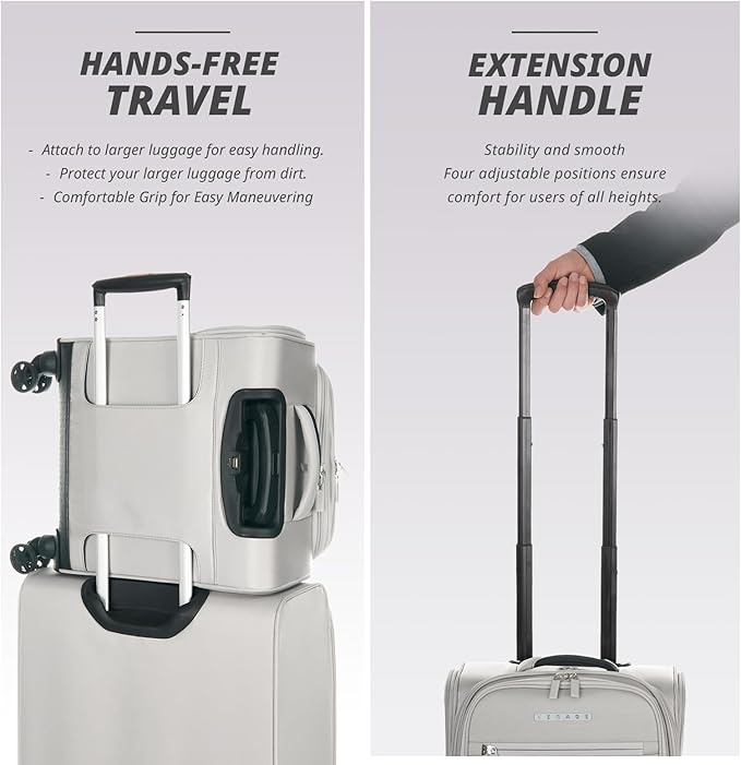 Verage Underseat Carry On Luggage with Spinner Wheels (Cloud Gray, 14.5-Inch Plus Underseat Pro)