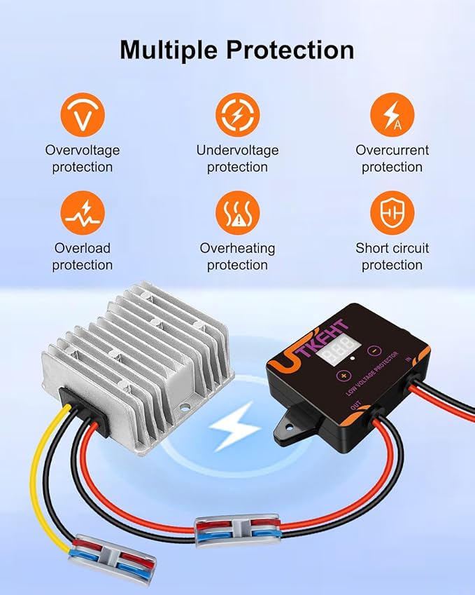 DC 24V to 12V 10A 120W Step Down Buck Converter Voltage Regulator with Low Voltage Protector