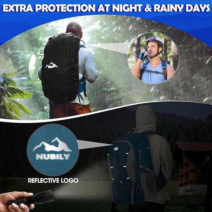 NUBILY 50L Hiking Backpack Waterproof Camping Backpack for Men Women Lightweight HIking Daypack Outdoor Travel Daypack