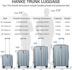 Hanke 24 Inch Checked Luggage Front Opening Rolling Suitcase Hard Sided Luggage with Spinner Wheels for Travel Woman Men.(Grey)