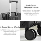 Hanke 14 Inch Underseat Carry On Luggage with Wheels Hard Shell Suitcases Carry On Bag Lightweight Small Mini Suitcase Tsa Luggage for Travel.（Jet Black）