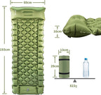 ONTYZZ Sleeping Pad Ultralight Inflatable Sleeping Pad with Built-in Foot Pump Upgraded Durable Compact Camping Air Pad for Hiking Traveling, Green