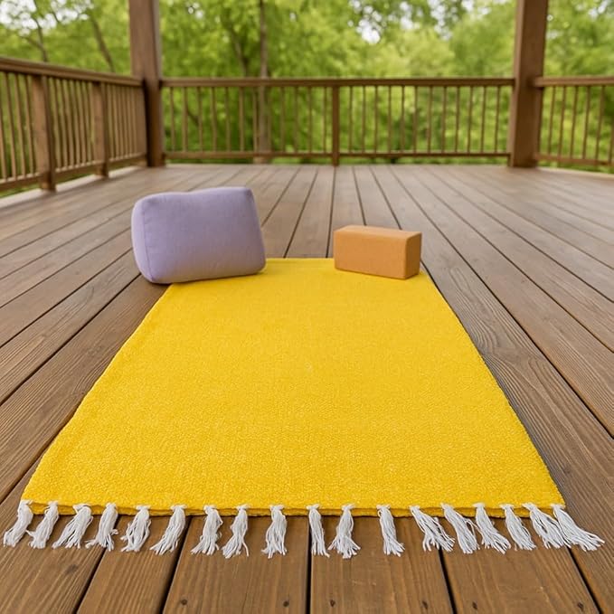 Open Road Goods Solid Color Mexican Yoga Blanket – Large Handwoven Throw for Yoga, Beach, Camping or Home – Soft and Durable Cotton Blend