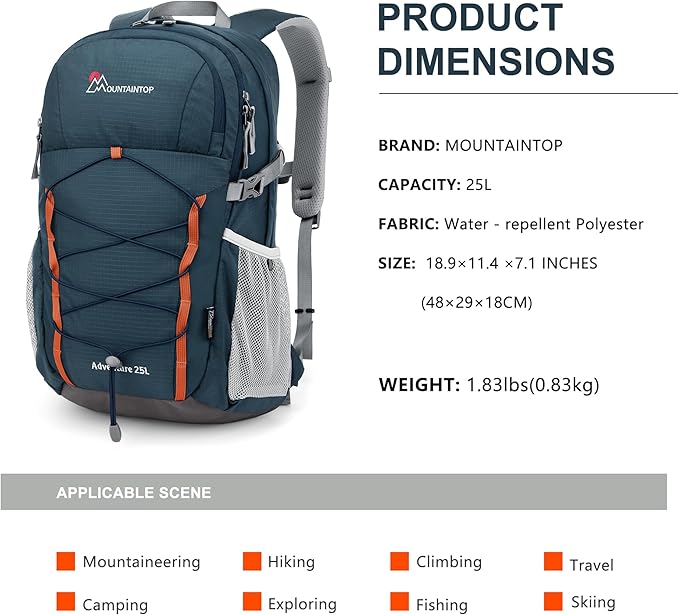 MOUNTAINTOP Hiking Backpack,Lightweight Travel Backpack for Men Women Outdoor Backpacking, Camping
