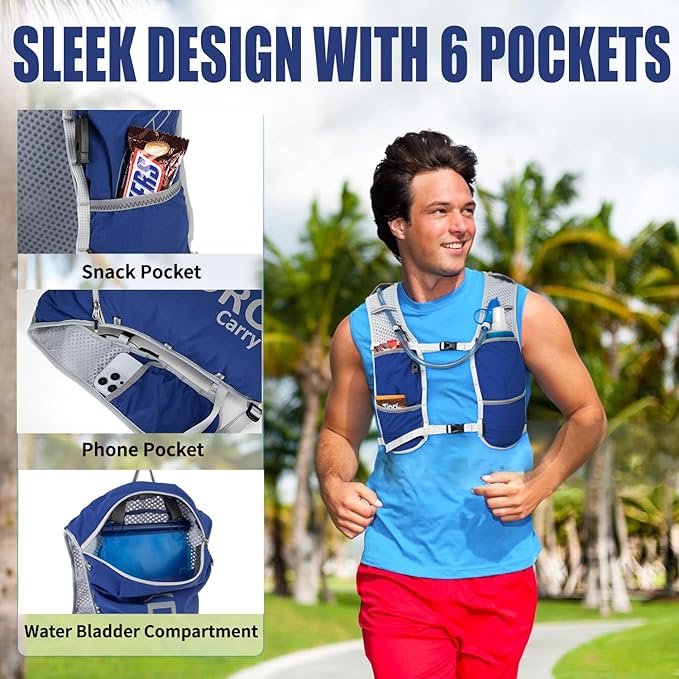 Lightweight Running Vest for Women and Men Hydration Backpack Pack with 1.5L Water Bladder Bag for Hiking Trail Running Gear Cycling Marathon