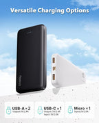Miady 2-Pack 10000mAh Dual USB Portable Charger, USB-C Fast Charging Power Bank, Backup Charger for iPhone 15/14/13, Galaxy S23/22, Pixel and etc