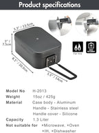 CAMPINGMOON Mess Tin 1.3L Aluminium Camping Cookware Extreme Thick Black H-2013