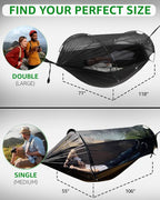 ADVOKAIR Camping Hammock with Mosquito Net Up to 500lbs, Ultralight and Portable Nylon Travel Hanging Hammock with Tree Straps, Perfect for Outside, Backpacking, Hiking and Backyard