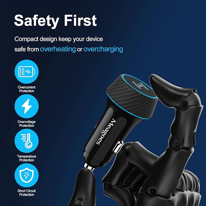 2 Pack 90W USB C Car Charger Super Fast Charging for iPhone 17 Pro Max/Air/16/15/iPad, Samsung S26 Android Phone, Dual 45W PD Port Auto Accessories, 12V Cigarette Lighter Adapter + 8 ft Type C Cord