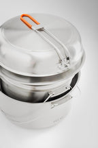 GSI Outdoors Glacier Stainless Troop Cookset, Compact Pan & Pot Camping Set, for Travel and Outdoors (8-10 People)