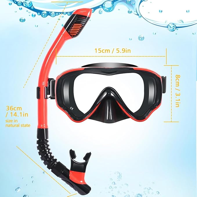 Snorkeling Set for Kids, Full Dry Snorkeling Mask Set for Adults, Anti-Fog Protection, Unisex,HD Panoramic View, Snorkeling Gear for Kids 4-14 Age