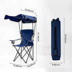 Folding Camping Chair with Canopy, Portable Outdoor Beach Chair for Fishing, BBQ, Picnic, Backyard, Lightweight Sun Shade Chair with Cup Holder, Navy Blue