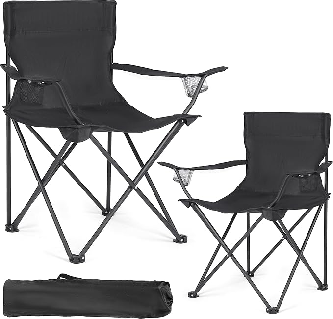 2 Pack Camping Chairs -Lightweight and Supportive Chairs for Adult and Lightweight Individuals - Compact, Durable, and Portable - Ideal for Camping, Hiking, Beach, and Picnics -Carry Bag