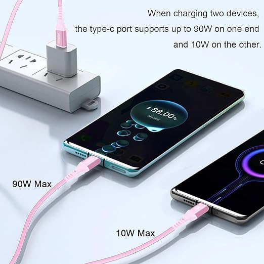 4FT 2 in 1 100W USB C to Dual Type C Fast Charging Cable,iPhone 15 USB C to Double Type c Cable for MacBook Pro/Air,iPad Pro/Air,iPhone 15 Plus/15 Pro Max,Samsung Galaxy S24/S23/S22/S21,Moto,Switch