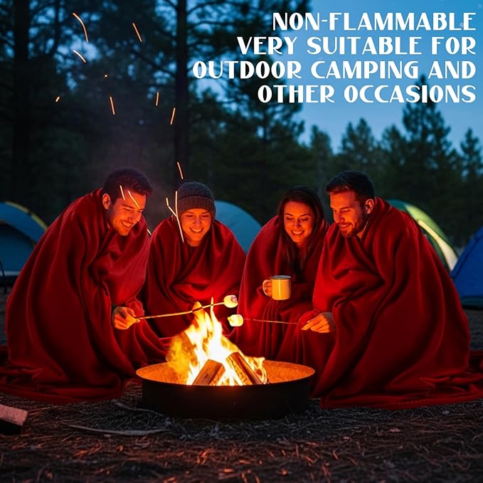 Tudomro 6 Pcs 64 x 90 Fire Retardant Blankets First Aid Red Warm Fire Retardant Blanket for Outdoors Camping Stadium Picnics Travel