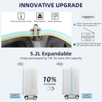 20 Inch Carry on Luggage 22x14x9 Airline Approved Hard Shell Suitcases with Wheels, Top Opening Expandable Carry on Luggage with Cup Holder Small Rolling Suitcase with Lock, White