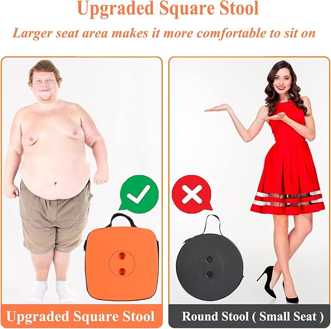 Fishboy Upgraded Square Collapsible Stool, 400lbs Max Weight, Lightweight But Sturdy, Portable Retractable Folding Telescoping Foldable Camping Stool for Adults Outdoor Fishing Hiking Travel BBQ