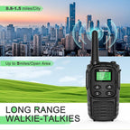 Walkie Talkies Long Range for Adult, MT10 Rechargeable Walkie Talkies FRS Two Way Radio, NOAA, 1200mAh Li-ion Battery USB-C Cable, LED Flashlight, VOX Walkie Talkie for Hiking Camping 2Pack