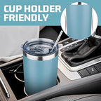 20 oz Tumbler with Lids and Straws, Stainless Steel Insulated Travel Coffee Mug, Double Wall Vacuum Insulated Tumblers, Powder Coated Coffee Tumbler for Cold & Hot Drinks (Azure Blue,4pack)
