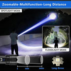 Rechargeable LED Flashlight 10000 Lumen, Super Bright Flashlight with Digital Power Display and Zoomble, Flashlights High Lumens Rechargeable for Camping, Outdoor